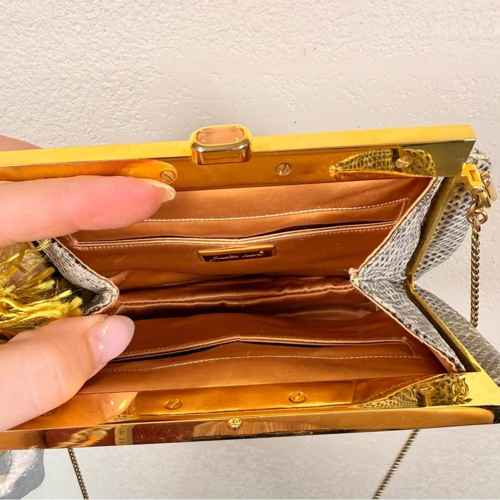 Judith Leiber Silver Lizard Clutch Gem Rhinestone Vintage - Picture 11 of 14